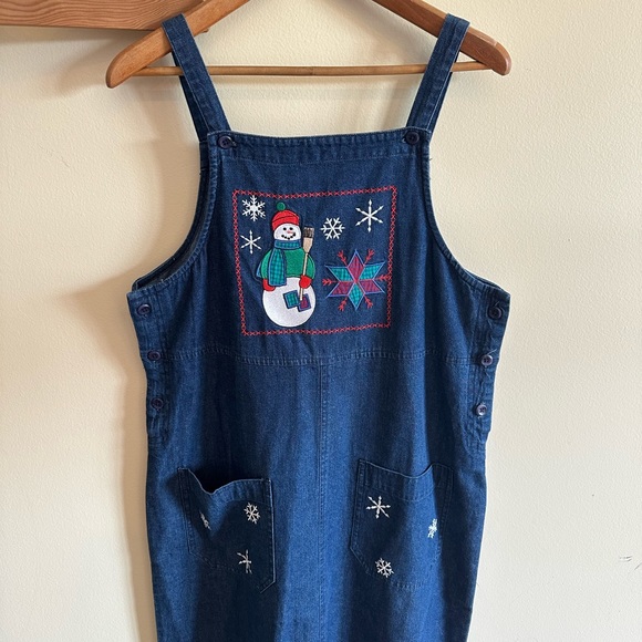Snowman denim overall dress - Picture 1 of 8